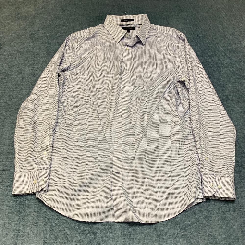 Banana Republic Dress Shirt Men Large White Printed Cotton Non Iron Standard Fit